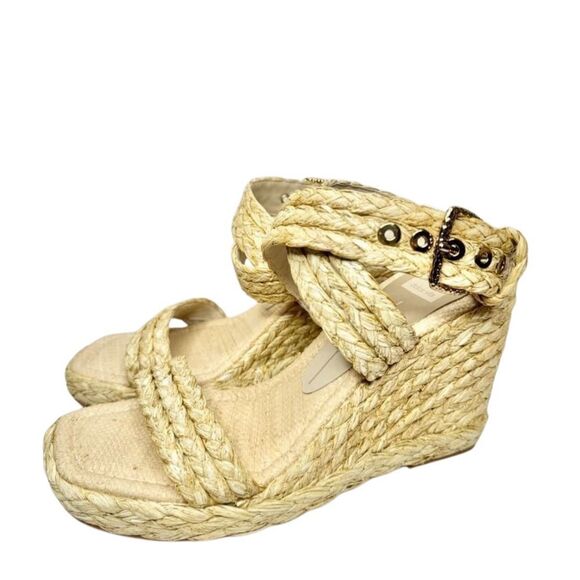Dolce Vita Raffia Sandals Size 10 Womens Crisscross Ankle Strap Wedge Heel